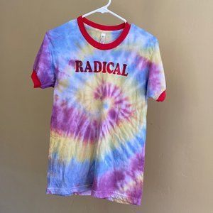 Tie dye "Radical" Ringer T-shirt